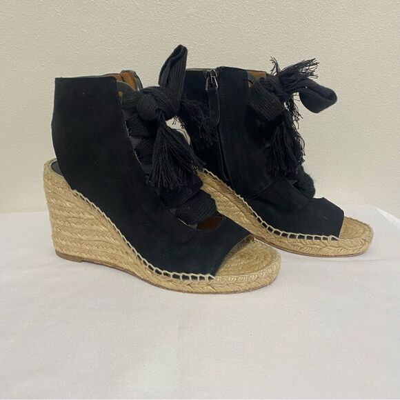 CHLOE Harper Suede Lace up Espadrille Wedge Sandals - Picture 8 of 13